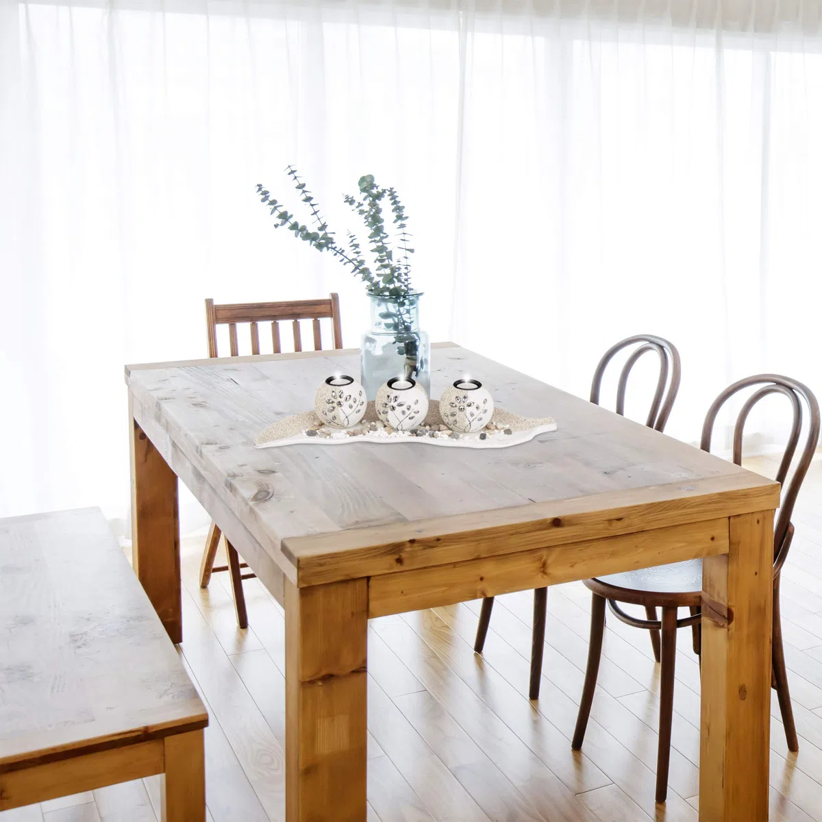 Relaxdays Set Portacandele, Base a Forma di Foglia, con Sabbia e Ciottoli Decorativi, da Tavolo, Beige/Bianco
