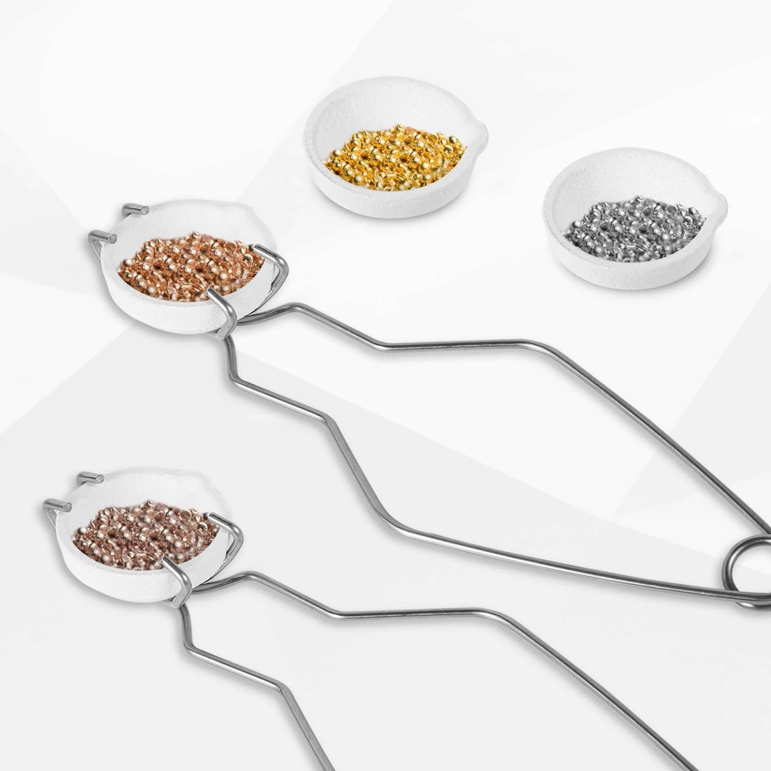 PEUTIER Kit Crogiolo da 6 Pezzi, con 4 Crogioli Piccoli al Quarzo e 2 Pinze per Crogiolo Crogioli per la Fusione del Metallo per la Raffinazione della Fusione di Oro Argento Alluminio Rame Ottone