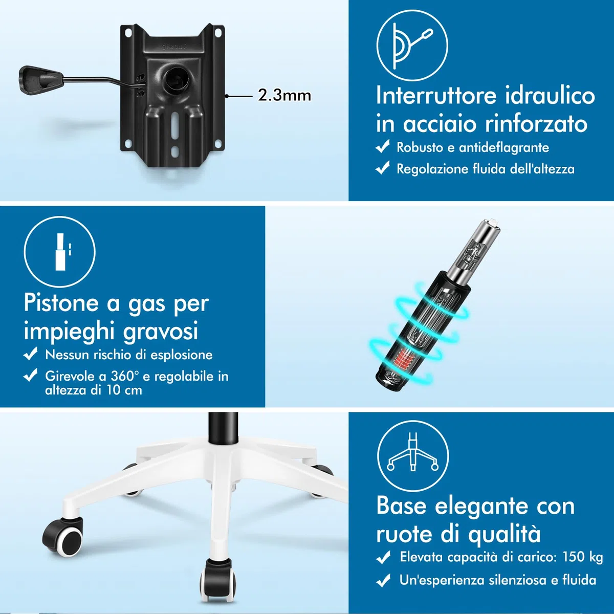 ALFORDSON Sedia da Ufficio Scrivania Ergonomica, Con Braccioli Pieghevoli, Sedile Imbottito e Schienale in Rete Traspirante, Girevole con Ruote, Funzione Oscillante, Portata 180 kg(Bianca e grigia)