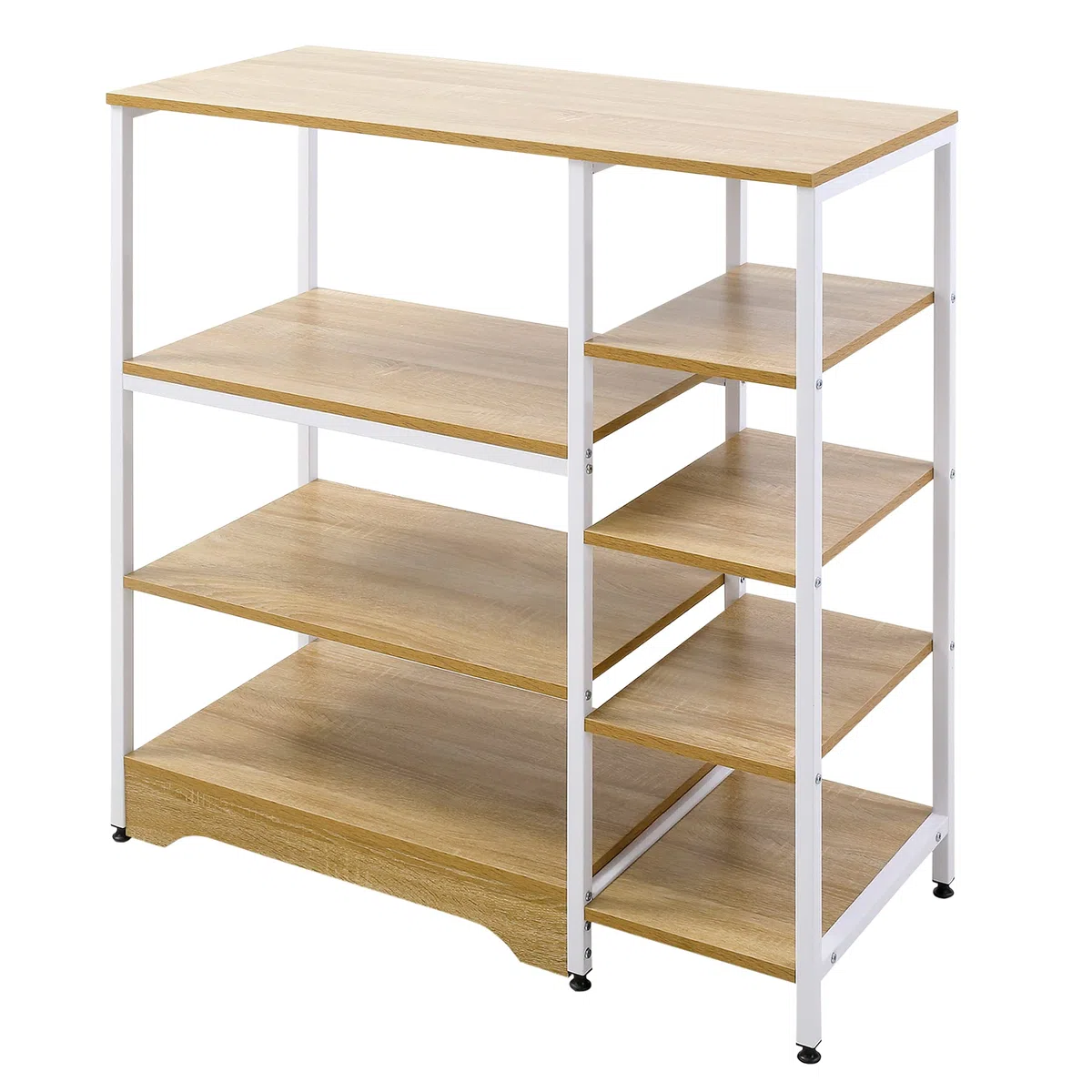 HOMCOM Scaffale da Cucina Basso Salvaspazio Stile Industriale, Mobiletto con 7 Ripiani per Cucina in Metallo e Legno, 90x40x95cm, Bianco