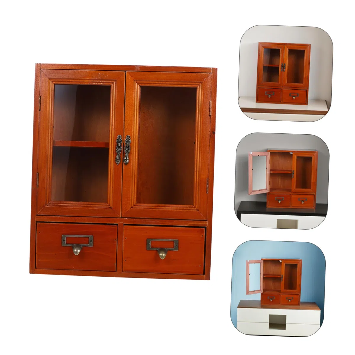 HEALLILY Mobiletto Portaoggetti in Legno da Parete Mobiletto Portaoggetti da Banco per Casa in Legno Contenitore Salvaspazio