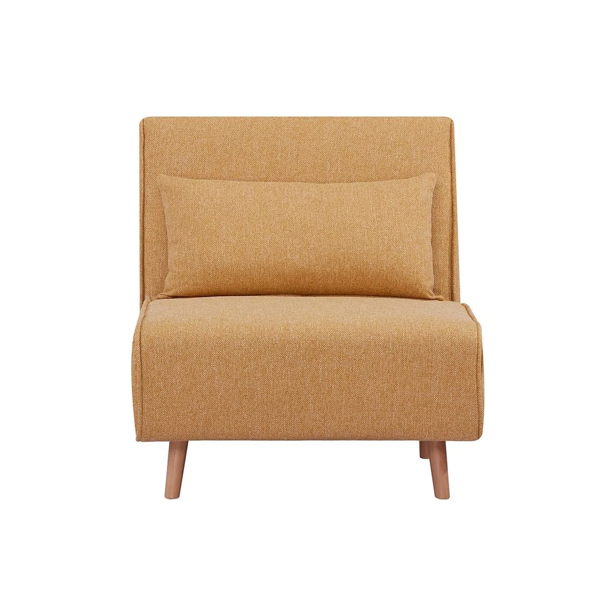 EVERGREENWEB Poltrona Letto Singolo con Cuscino Imbottito INCLUSO, Tessuto Giallo, Divano 1 Posto Salvaspazio Pieghevole, Pouf Poggiapiedi, Comodo Schienale Regolabile Clic Clac, Gambe in Legno, FOLDY