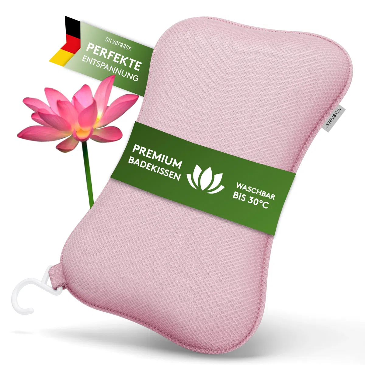 SilverRack Cuscino per Vasca da Bagno di Alta Qualità, Colore Rosa, con Ventose, per Cervicale e Idromassaggio, Accessorio per Vasca da Bagno