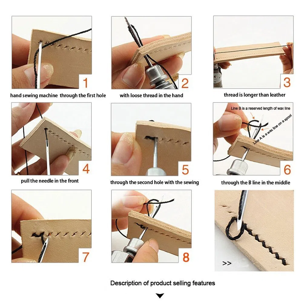 Co-link DIY Handmade Leather Tool Leather Factory Lock Stitch Sewing Awl Automatic Awl Leather Craft Tool Super Carving Wax Line Hand Art Needle Sewing Machine