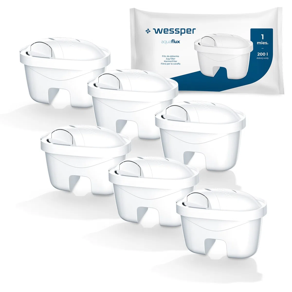 Wessper Filtro Acqua Compatibile con Laica Bi-Flux, Brita Maxtra – Cartucce per Caraffa Filtrante – Riduce Calcare, Cloro e Metalli Pesanti – Gusto Puro – 6 Pezzi