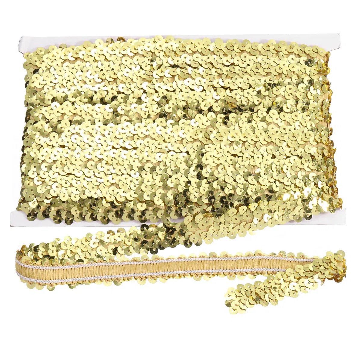 sourcing map Nastro elastico con paillettes, 10 m x 2 cm, piatto, elastico, per fai da te, artigianato, cucito, vestiti, colore oro