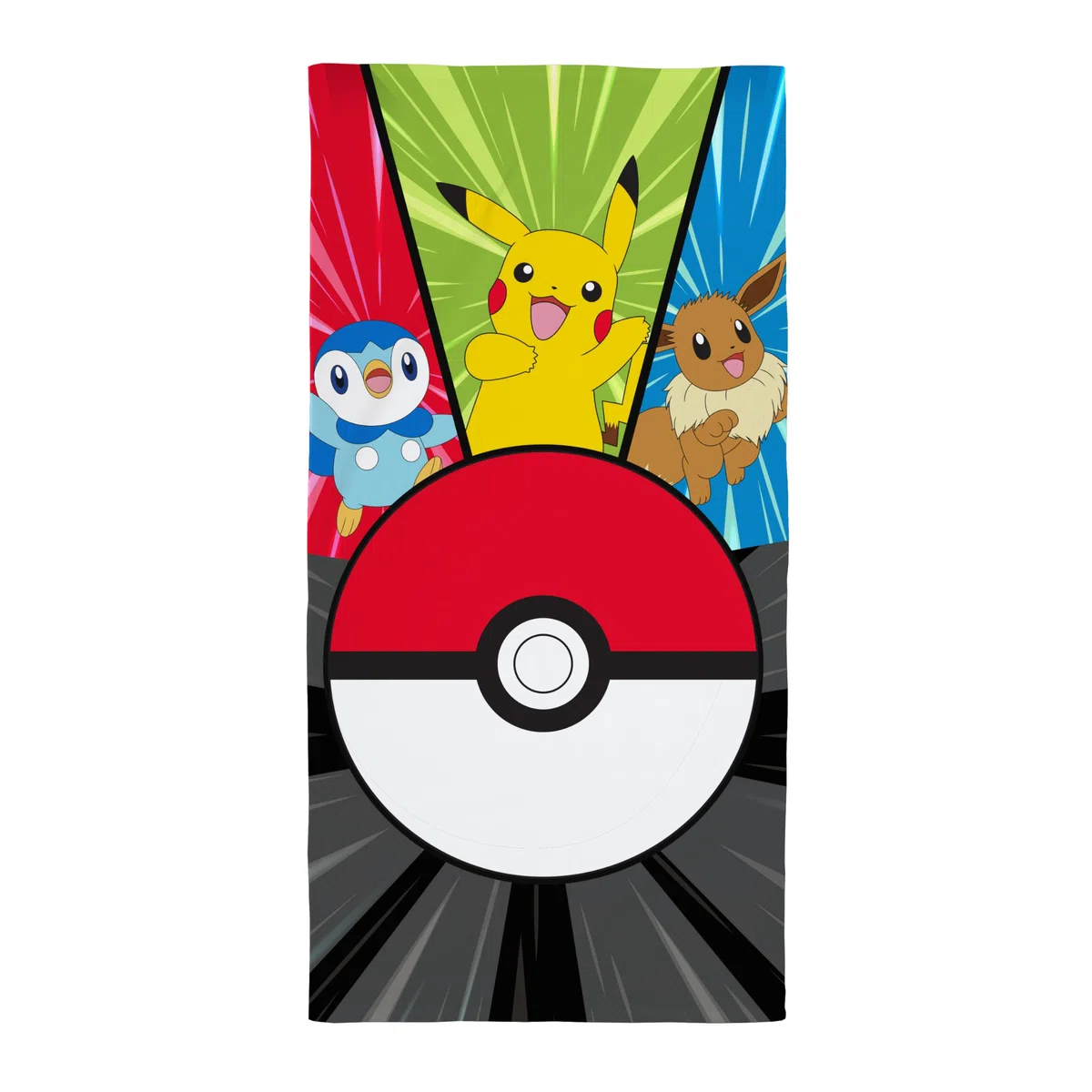 Pokémon Asciugamano per bambini | tocco super morbido, tinta unita con Pikachu, Pokeball, perfetto per casa, bagno, spiaggia e piscina, taglia unica 70 cm x 140 cm