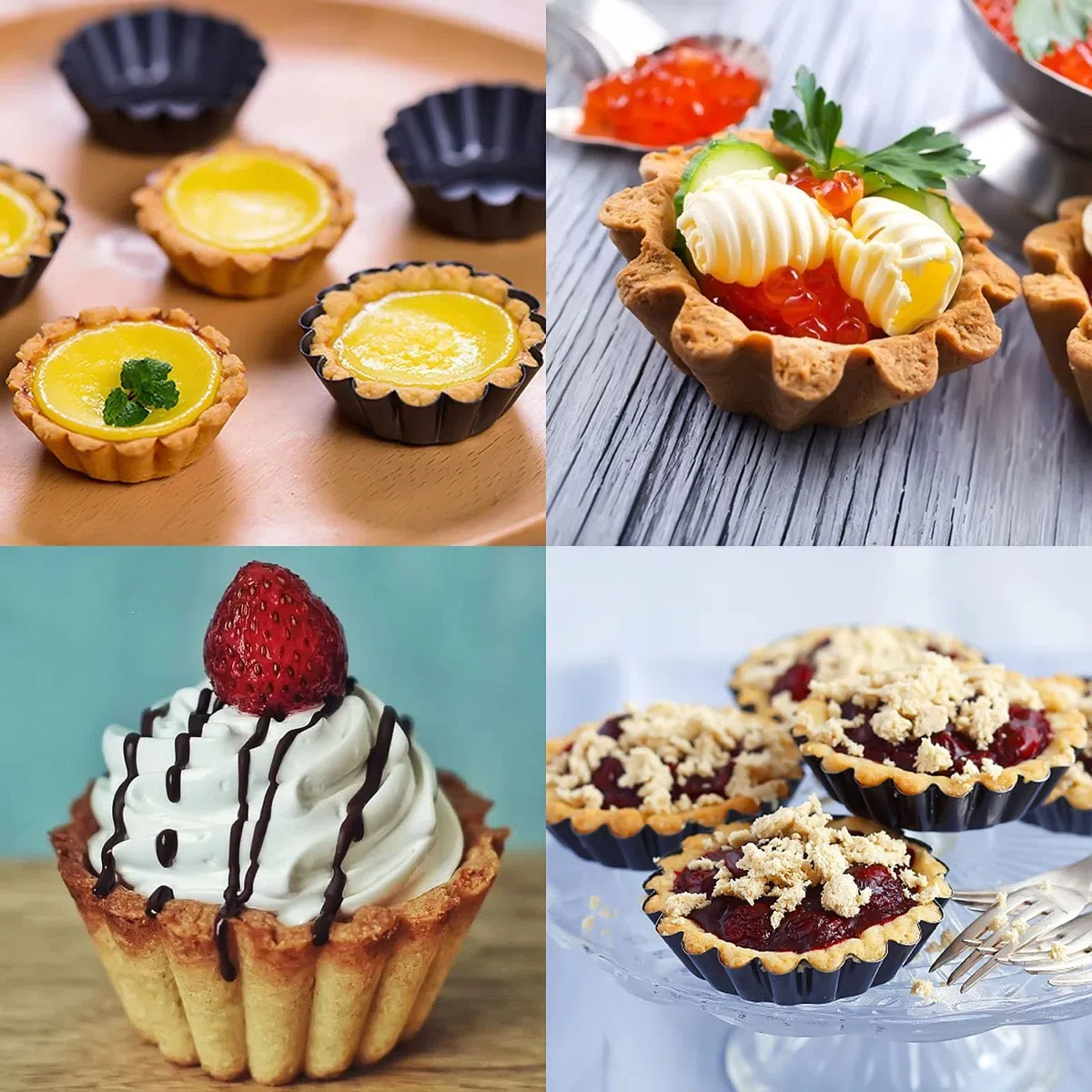 Comius Sharp Stampi di Crostate di Uova, 12 Pezzi Pirottini in Acciaio al Carbonio, Stampo per Crostata, Formine per Muffin, Stampi per Budini, Riutilizzabile e Antiaderente (6,5cm)