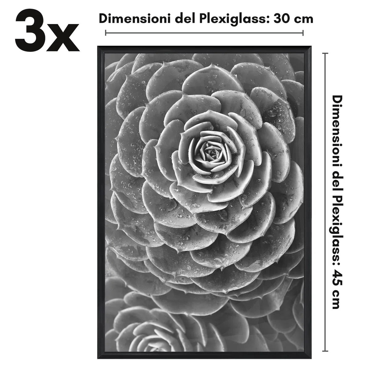 Americanflat Cornice 30x45 cm Nere - Set di 3 Cornici 45x30 cm per Foto con Bordo Sottile Nero e Pannello Protettivo in Plastica - con Ganci Integrati sul Retro per Appenderle
