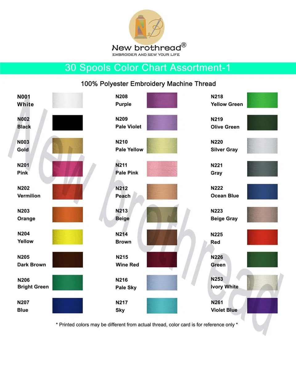 New brothread 30 Nuovi Janome Colori Poliestere Filo di Ricamo Macchina 500M - Assortimento 1