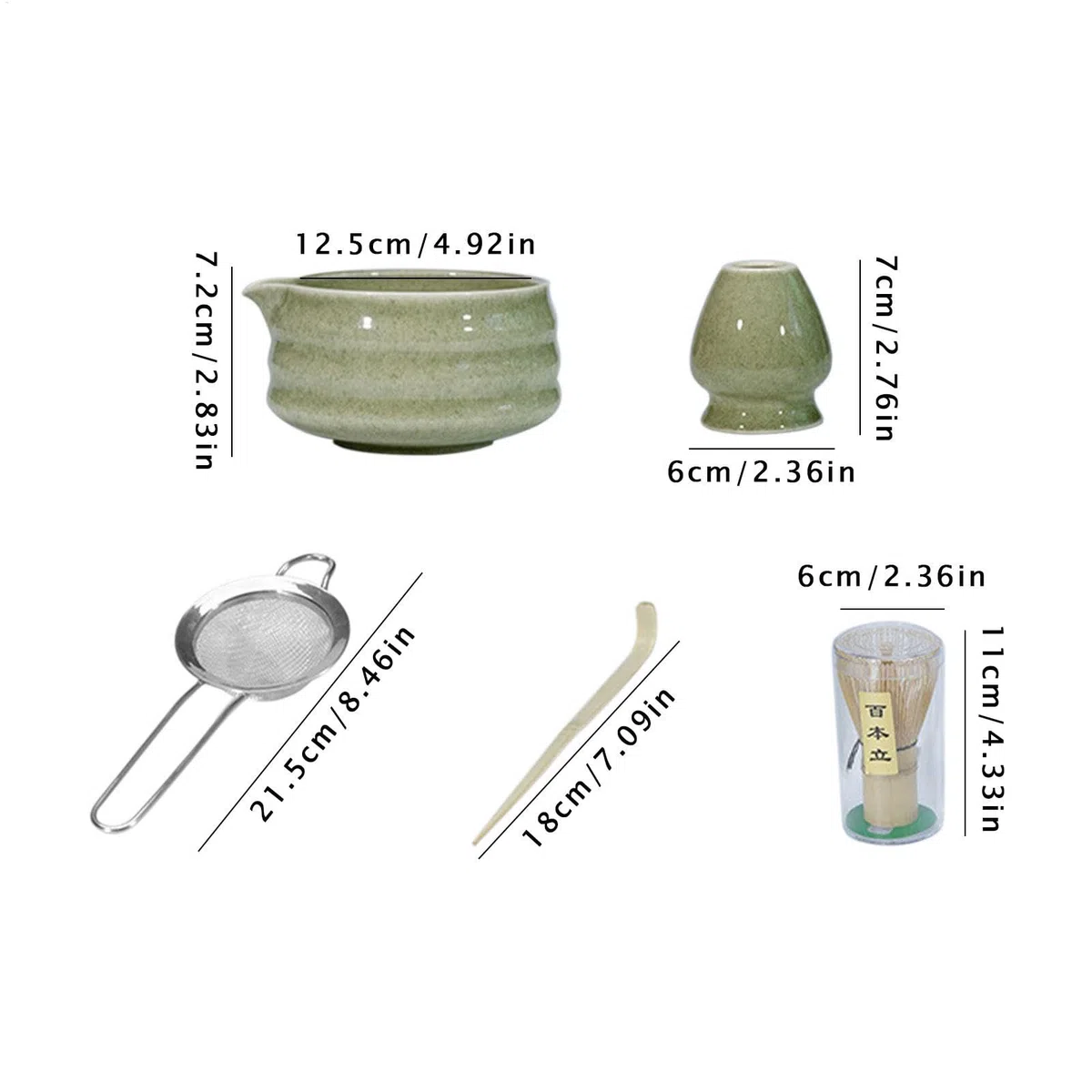 Kit Matcha in ceramica, set di palette per frusta Matcha | Set da tè Matcha da 5 pezzi,Robusto kit Matcha per gli amanti del Matcha, principianti, casa, campo, cucina, sala da pranzo, famiglia