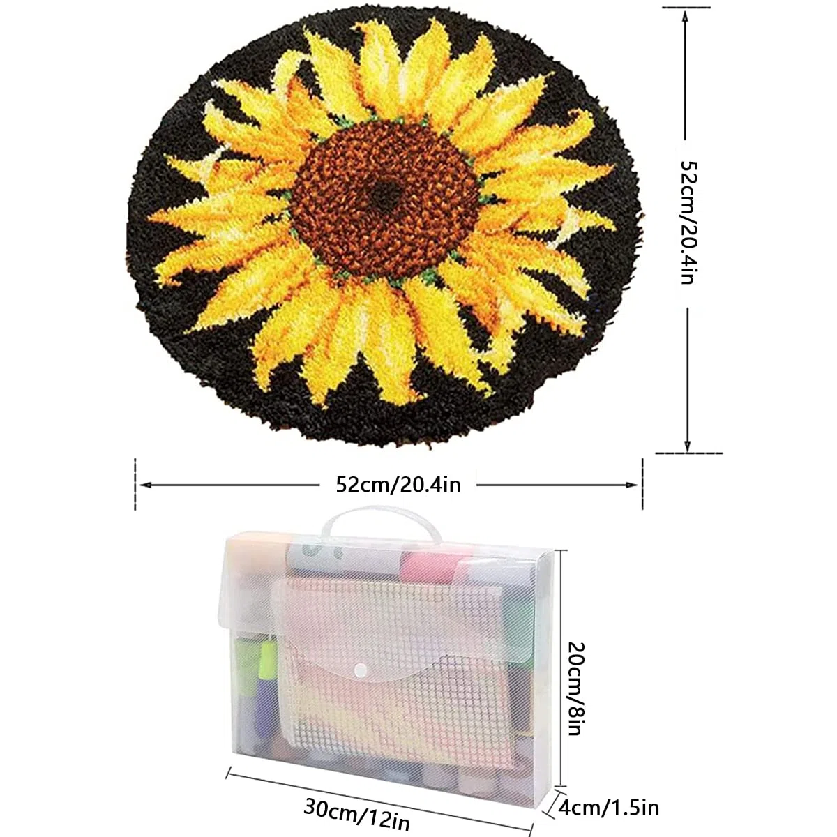 Mocoli Set tappeti da annodare, fai da te, punto croce, set con attrezzi (girasole, 50 cm)