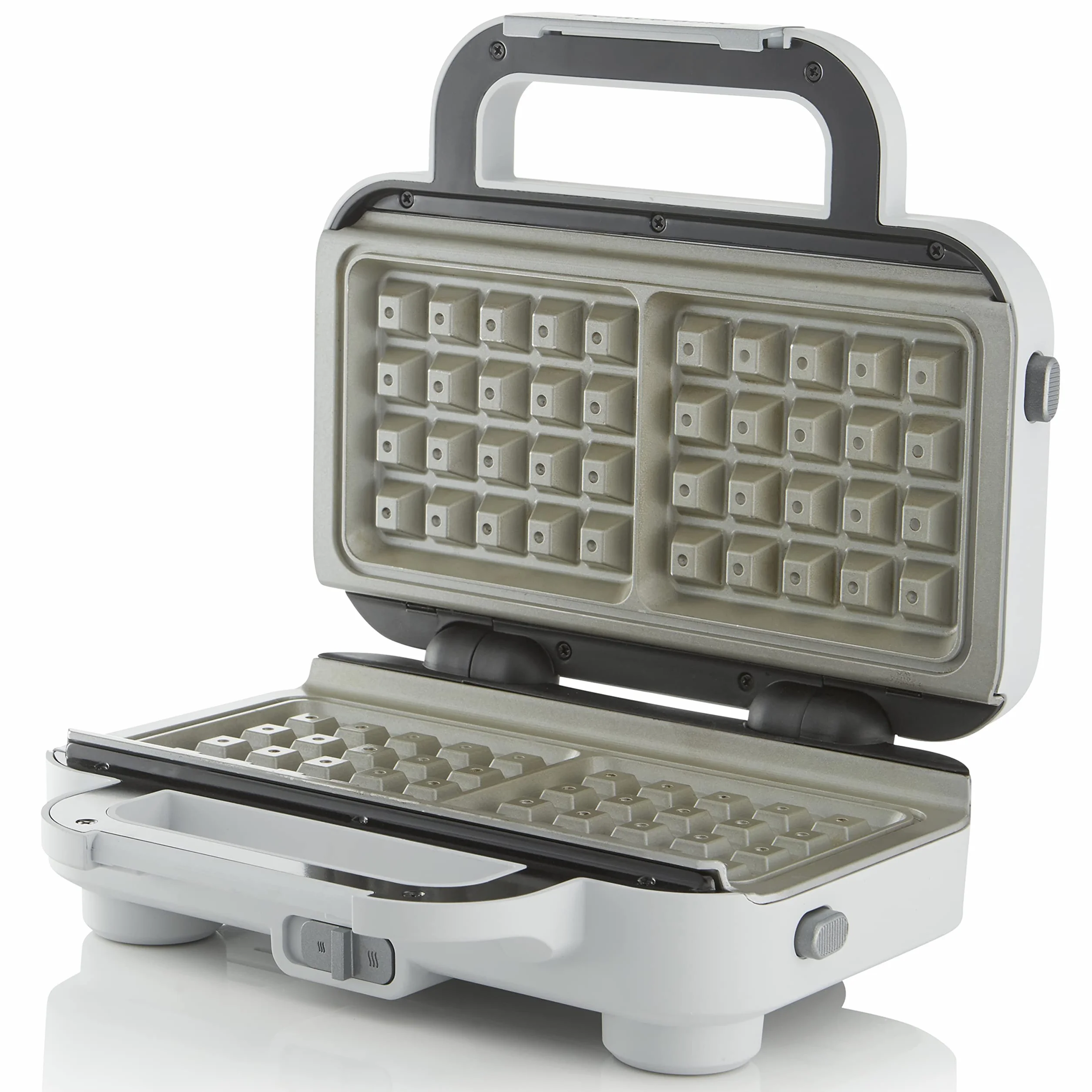 Breville DuraCeramic Piastra per waffle, Piastra per waffle antiaderente e facile da pulire con piastre rimovibili Deep-Fill, Bianca e acciaio inossidabile VST072X