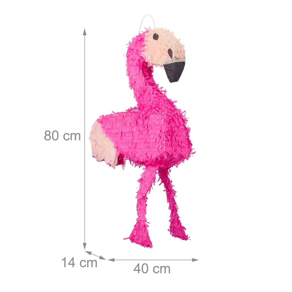 Relaxdays 10022567 Pignatta Fenicottero da Riempire, per Feste di Compleanno Bambini, HxLxP: 80 x 40 x 14 cm, Rosa-Fucsia