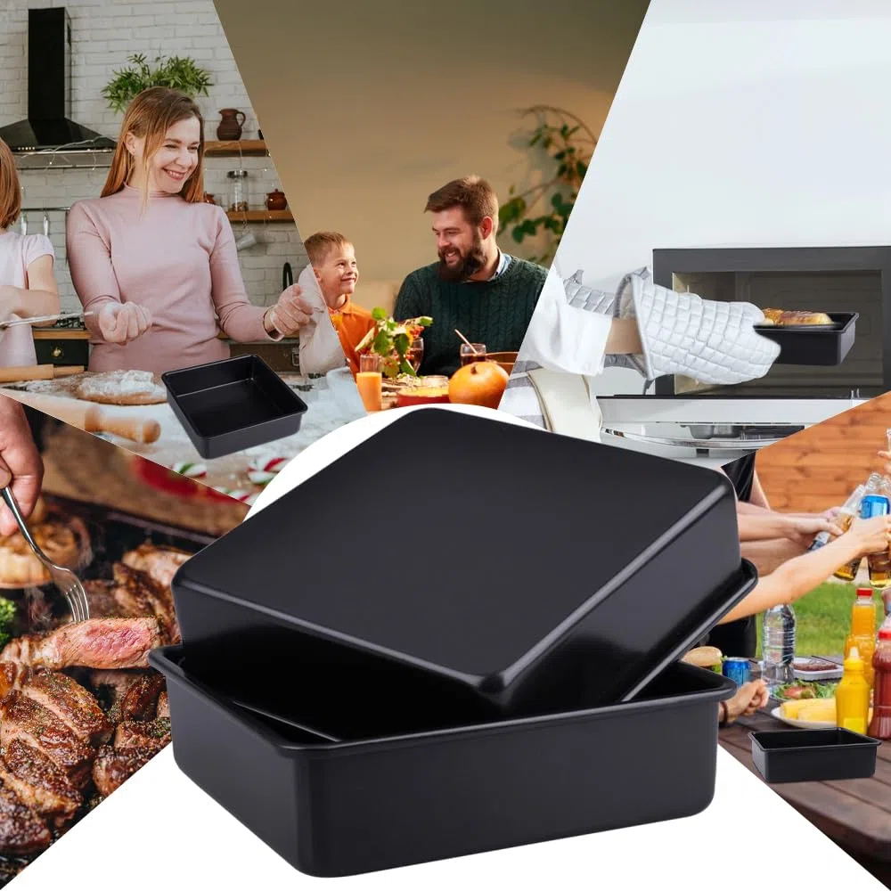 Set di 2 Teglia Forno Quadrata Teglie Forno Antiaderenti Stampo per Forno 15x15 Rostiera Antiaderente Teglia per Friggitrice ad Aria per Torte Lasagne Brownie