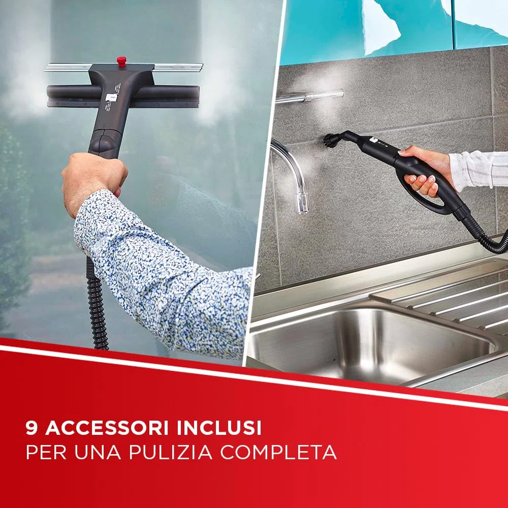 Polti Vaporetto Eco Pro 3.0 Kalstop, 20 Fiale di Kalstop Anticalcare, Pulitore a Vapore con Caldaia e Tappo di Sicurezza, Potenza Max 2000 W, Serbatoio 2 L, 9 Accessori Inclusi, Made in Italy, Grigio
