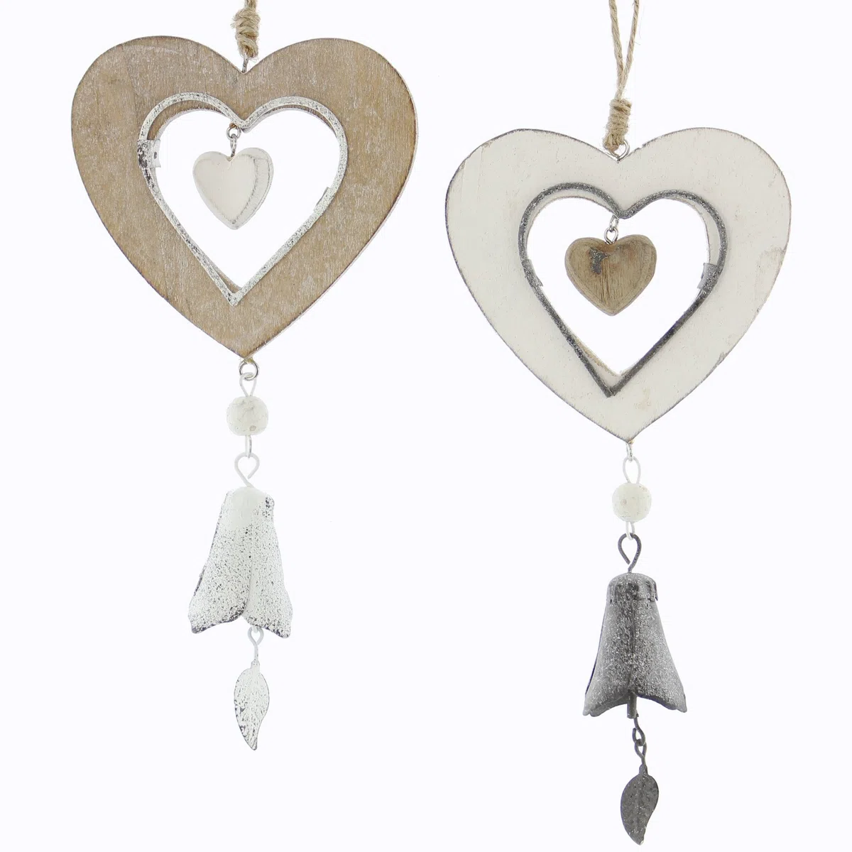 Frank Flechtwaren - Set di 2 campanelle a forma di cuore