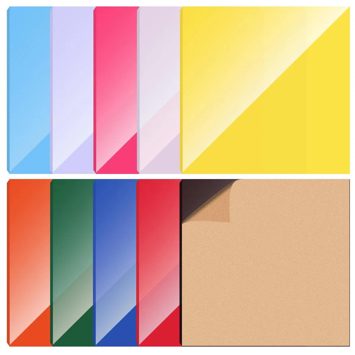 10 lastre in vetro acrilico colorato, 20 x 20 cm, set di lastre in vetro acrilico colorato, lastra acrilica colorata, acrilico colorato colato al laser, per progetti fai da te, cartelli stampati