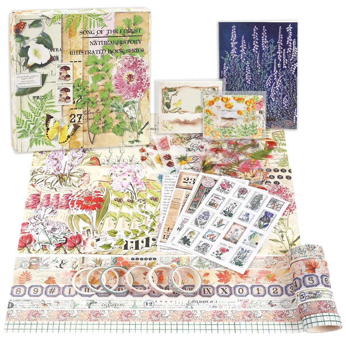 Lychii Scrapbooking Kit, 354 Pezzi Bullet Journal Accessori, con Quaderni A6, Washi Tape, Stickers, Carta Scrapbooking, per Bambini DIY, Regalo Compleanno&Giornata Bambini (Tema Pianta)
