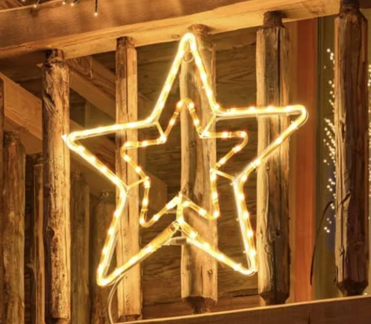 Stella Luminosa di Natale grande 50x50 cm da appendere con tubo luminoso 8 set di luci 90 LED per decorazioni natalizie Addobbi natalizi casa giardino e esterno (Luce Bianca Calda)