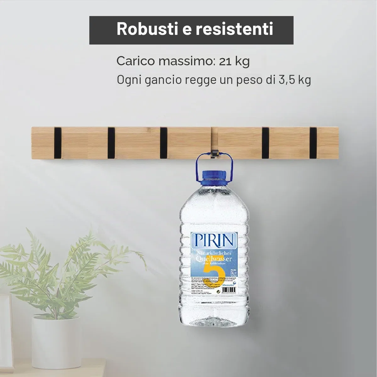 ANVODE Appendiabiti da Parete con 6 Ganci Retrattili Attaccapanni Cappotto da Muro Legno