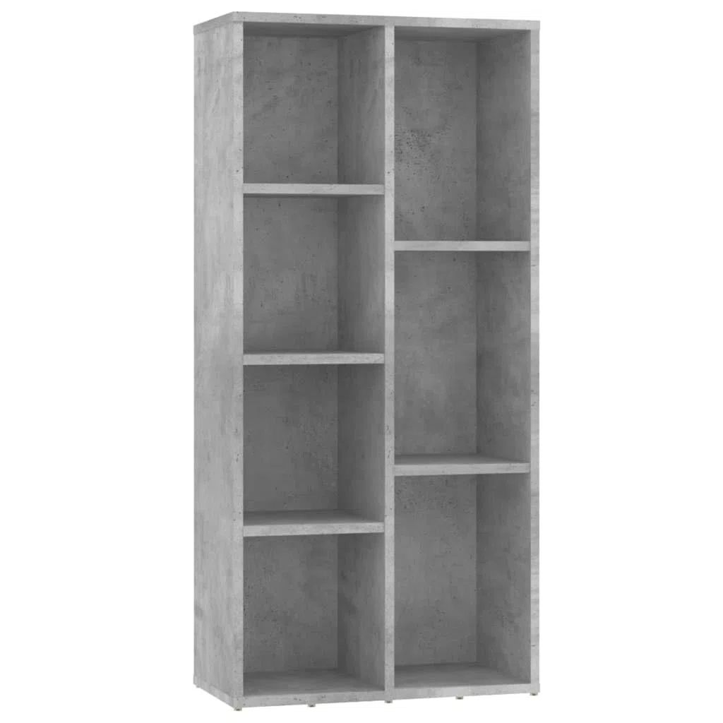 Scaffale decorativo per soggiorno, libreria, ufficio, libreria, grigio cemento, 50 x 25 x 106 cm, materiale in legno, per libri, soggiorno, studio, ufficio