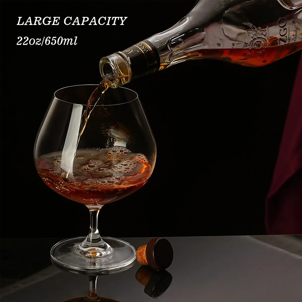 GLASKEY 650 ML Grande Brandy Snifter Set di 2 bicchieri, Bicchieri di Cristallo per Cognac, Brandy, Whisky, Lavabile in Lavastoviglie,Perfetto per la casa,Ristoranti e feste