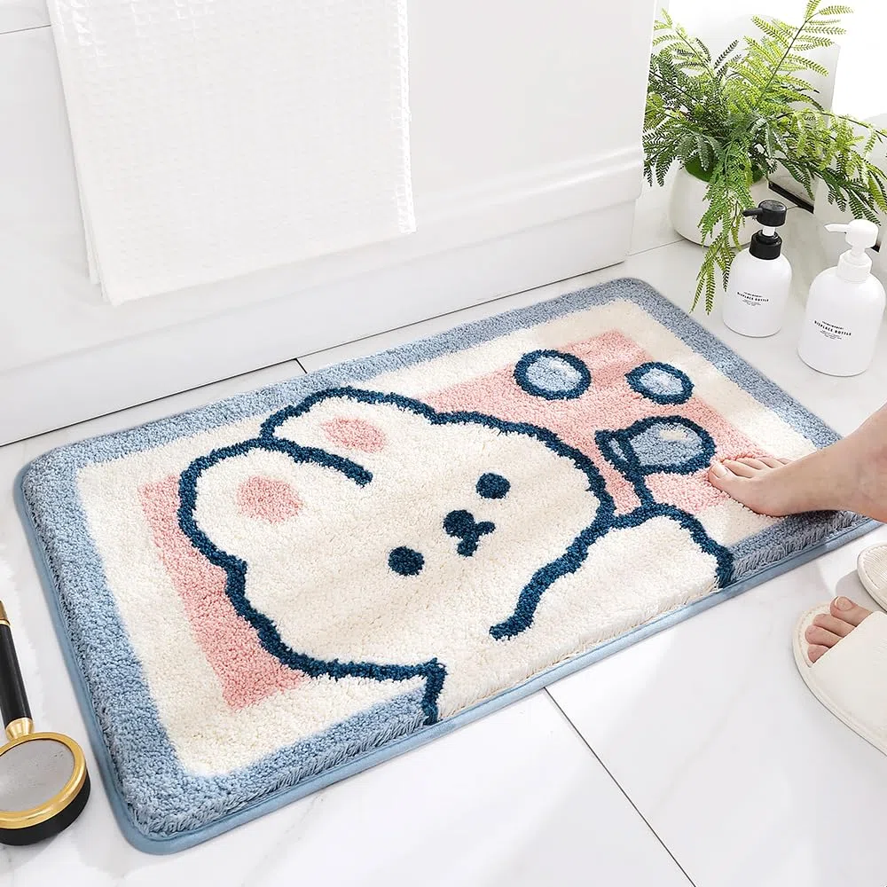 Molesun Tappeto da bagno a forma di coniglio, extra morbido e assorbente, lavabile in lavatrice, asciugabile in lavatrice, tappetino antiscivolo per vasca, doccia e bagno, 40,6 x 61 cm
