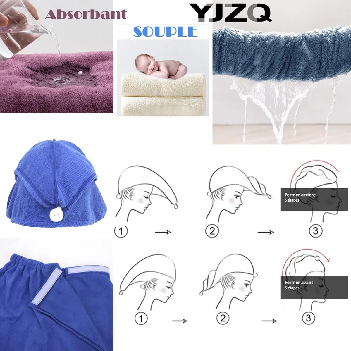 YJZQ Kilt da sauna da donna con asciugamano per capelli, set di asciugamani per sauna, accappatoio con chiusura in velcro ed elastico per spa, doccia e bagno