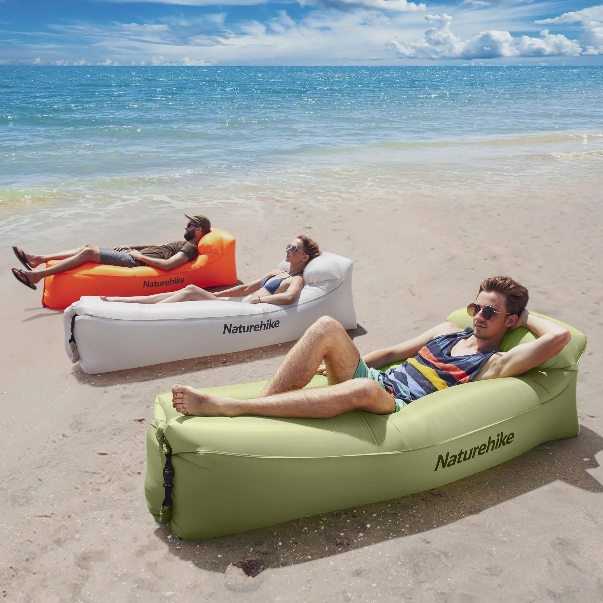 Naturehike Air Lounger - Divano ad aria impermeabile con pacchetto portatile, per viaggi, campeggio, piscina e feste in spiaggia (verde avocado)