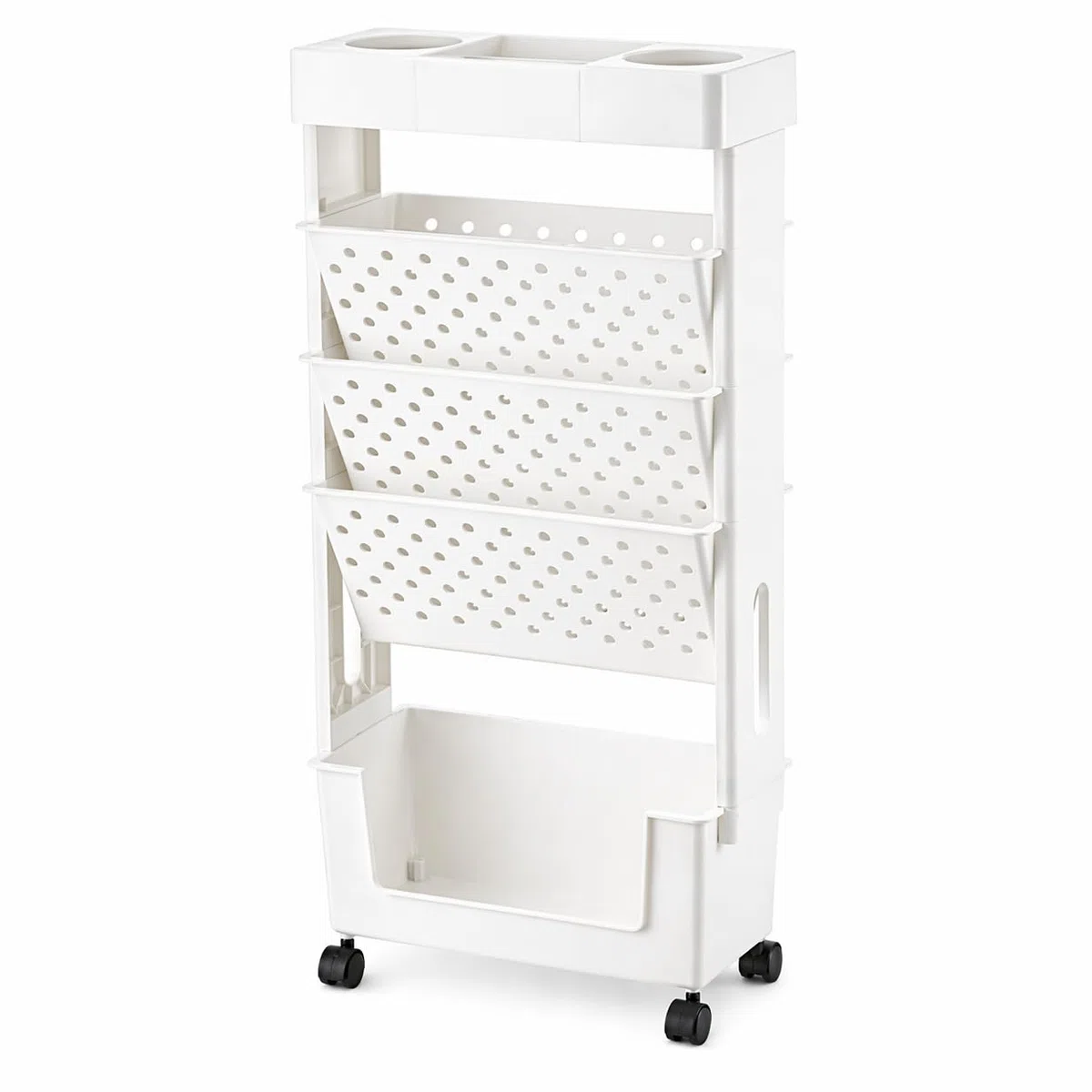Scrivania, organizer da scrivania, per libri e riviste, multifunzione, per studio, ufficio, carrello sottile e scaffale mobile (bianco)