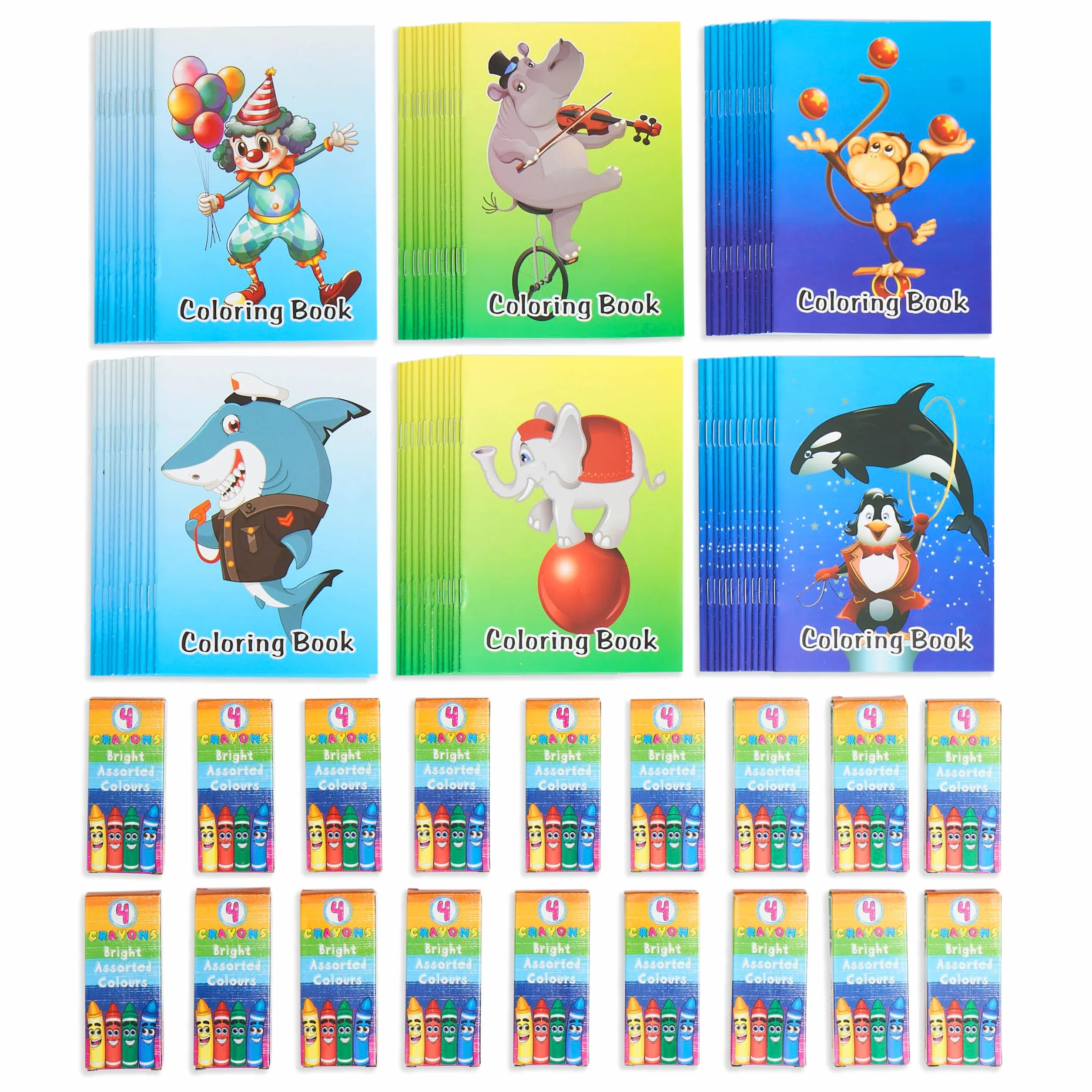 THE TWIDDLERS 72 Mini Libri da Colorare (A6) con 18 Scatole di Pastelli a Cera (4 per scatola) - Set Creativo per Feste di Bambini, Regalini di Fine Compleanno e Premi Scolastici