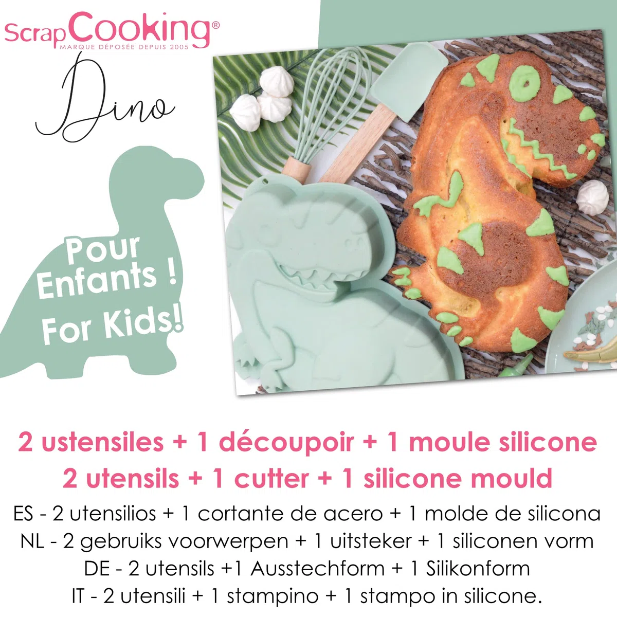 ScrapCooking 1134 - Set di utensili da pasticceria Dinosauro per Bambino