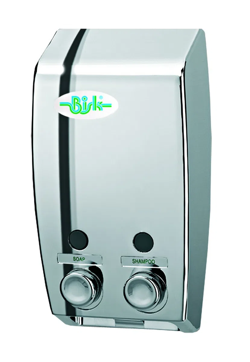 Bisk, Portasapone cromato con doppio contenitore 2x 400 ml - 2 dispenser da 800ml