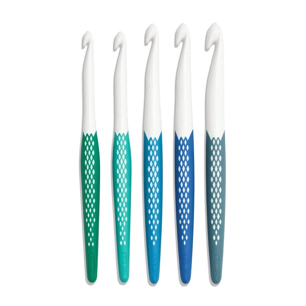 Prym 218441-Set, 7,0-12,0 mm 218441-1-Set di uncinetti per Lana ergonomici 7,00-12,00 mm x 1, Bianco, 12 mm