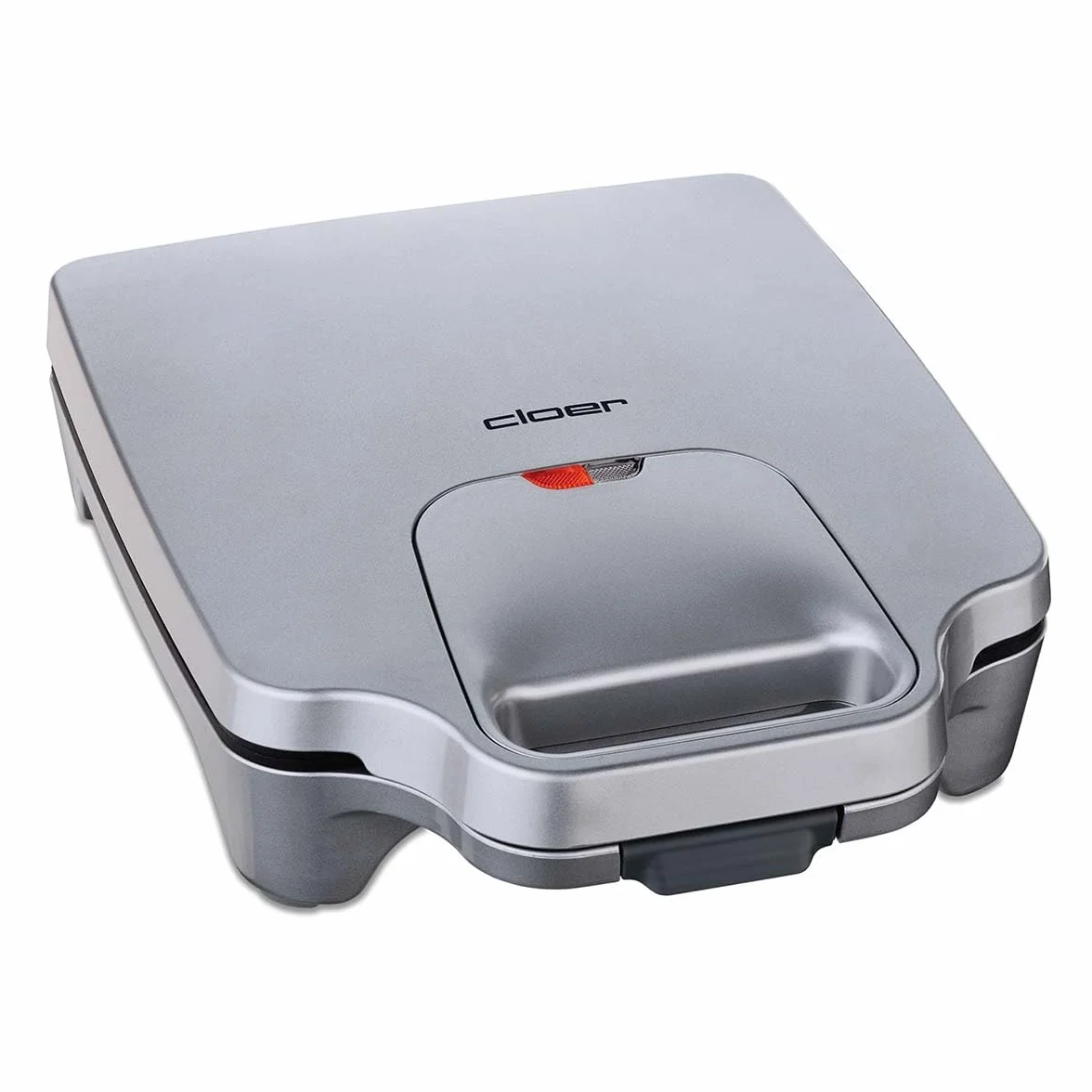 Cloer 6269 Tostiera XXL per Sandwich/Tramezzini, Toast Americano per Farciture XXL, per 8 tramezzini alla volta, 1800 W, spia di cottura, rivestimento antiaderente, color argento