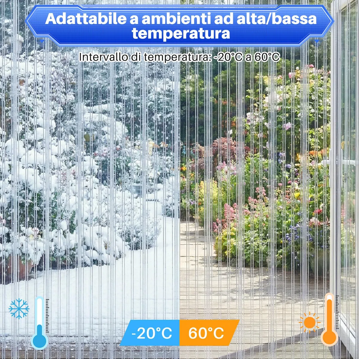 SHANNA Porte a Persiana 100 * 225cm Tenda Porta Trasparente Tenda a Strisce in PVC, Tenda AntifreddoResistente Alle iIntemperie Termica Isolante Freddo Chiusura per Magazzini, Garage e Supermercati