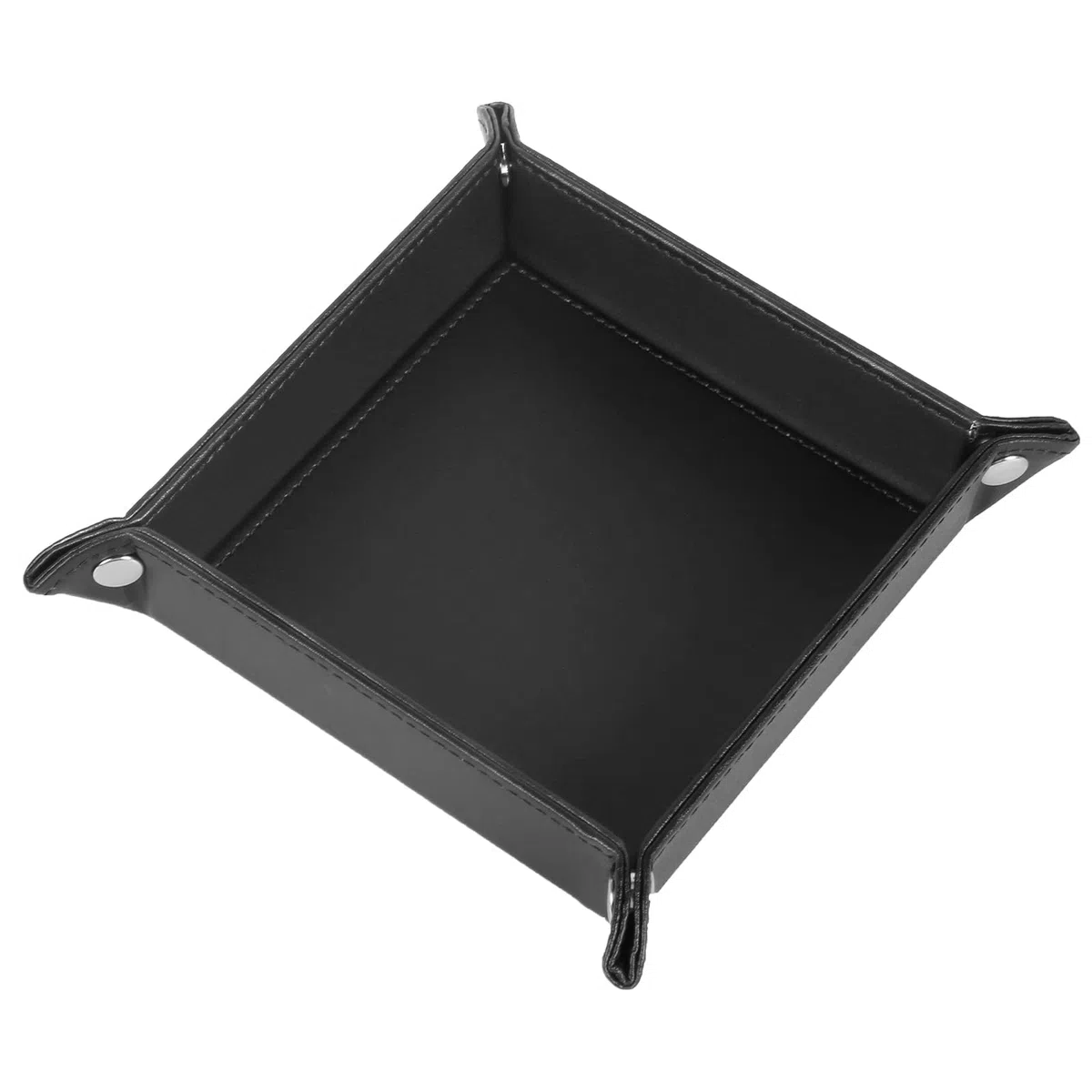 Vassoio Portaoggetti Pelle Svuotatasche Design Moderno Nero Svuotatasche Ingresso con Chiusura a Bottoni per Chiavi Monete Guarda Portafoglio Gioielli