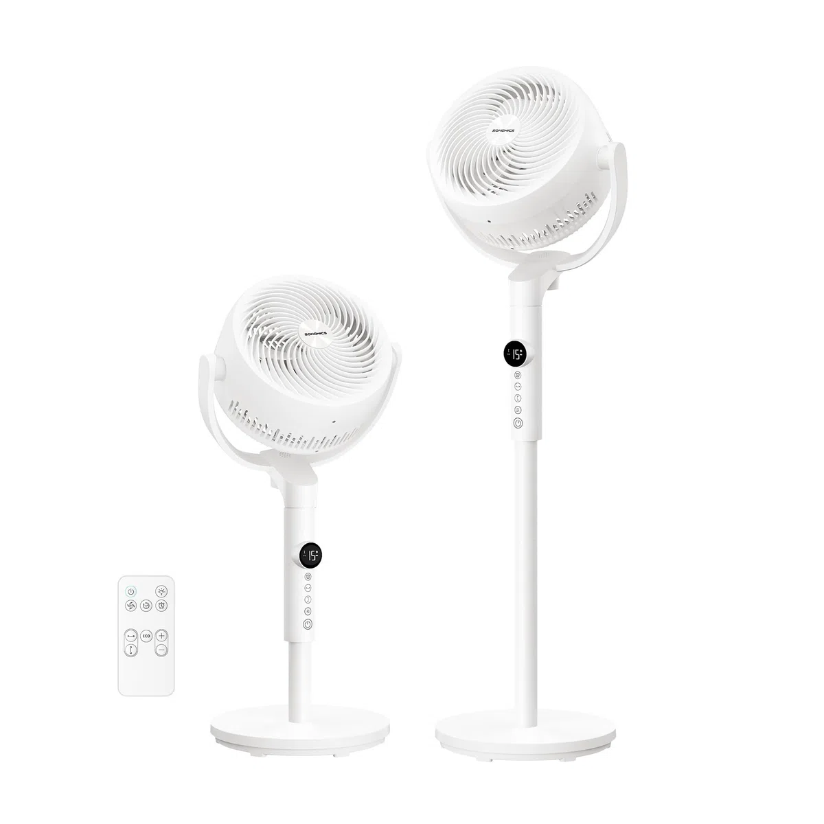 SONGMICS Ventilatore a Piantana, Ventilatore Silenzioso 20 dB, Telecomando, Camera da Letto, Oscillante 120°+135°, 15 Velocità, Timer 15 Ore, 3 Modalità, Altezza Regolabile, Bianco Nuvola XFC002W1EU