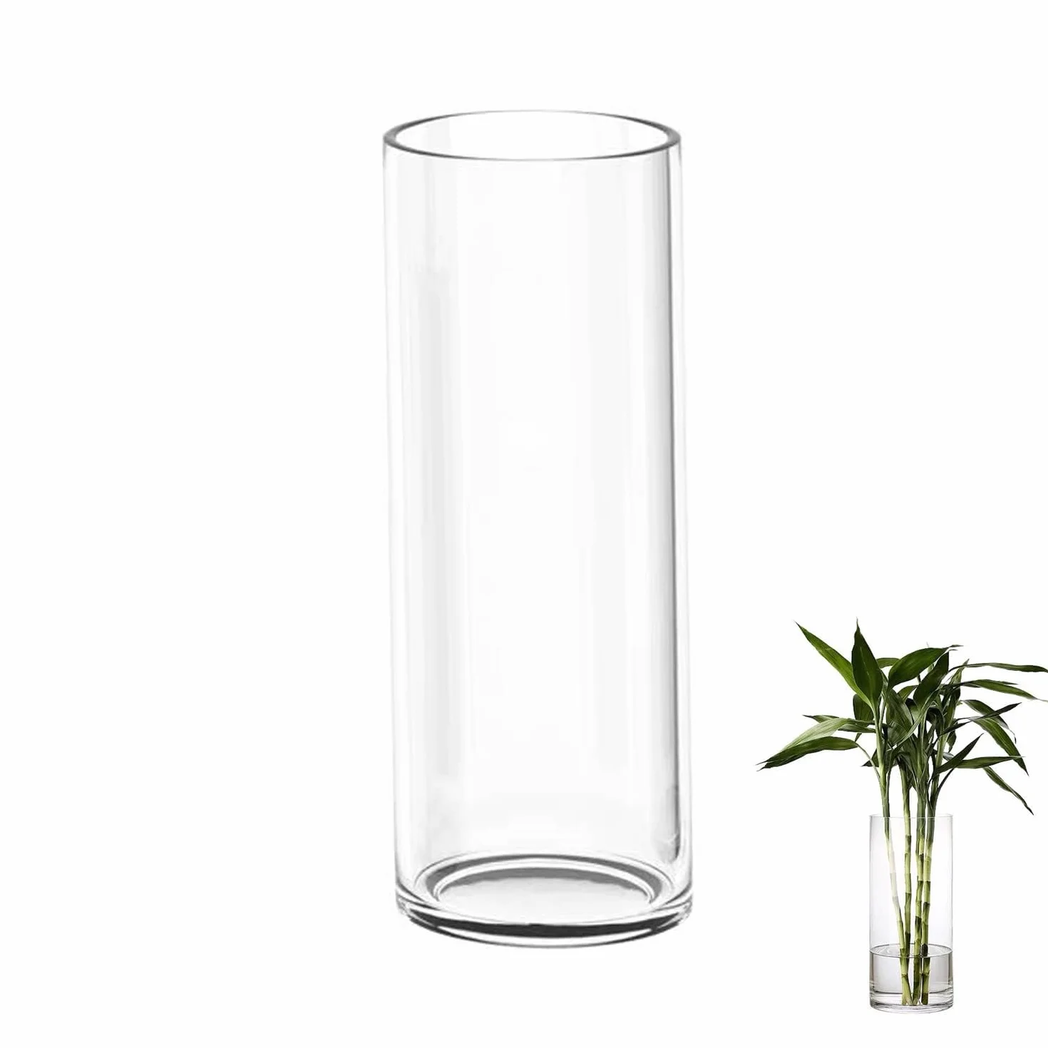TSKDKIT Grande vaso di vetro per fiori 30 cm vaso di vetro trasparente rotondo per soggiorno moderno grande vaso (30 x 10 cm)