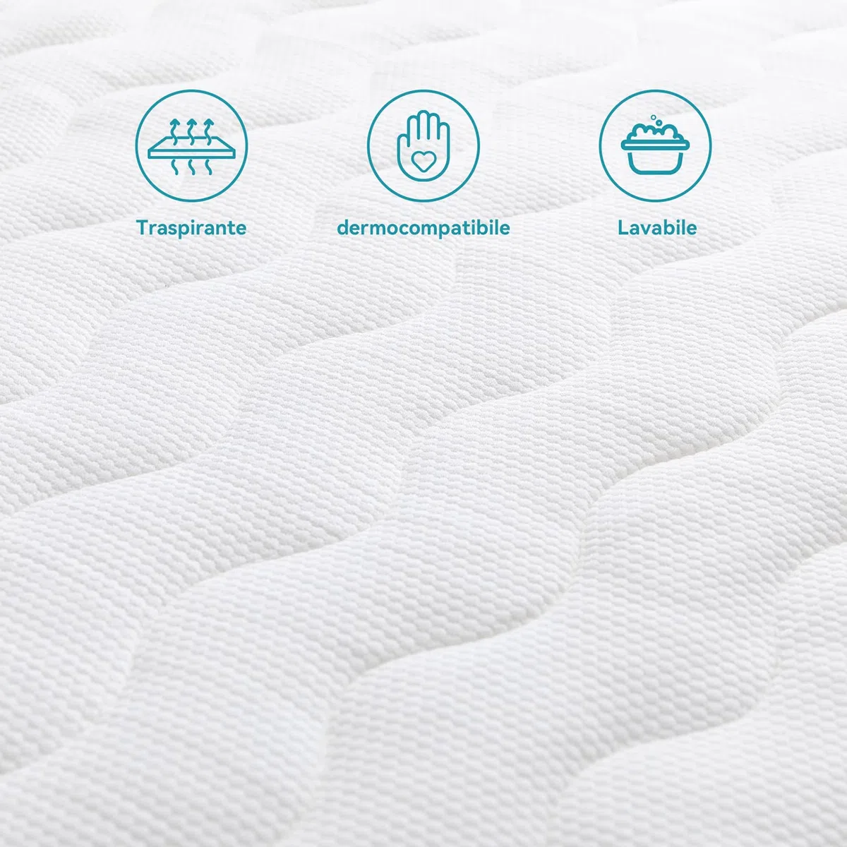 Amazon Basics Topper Matrimoniale 160 x 190 cm in Memory Foam Morbido, 7 cm Coprimaterasso, Bianco