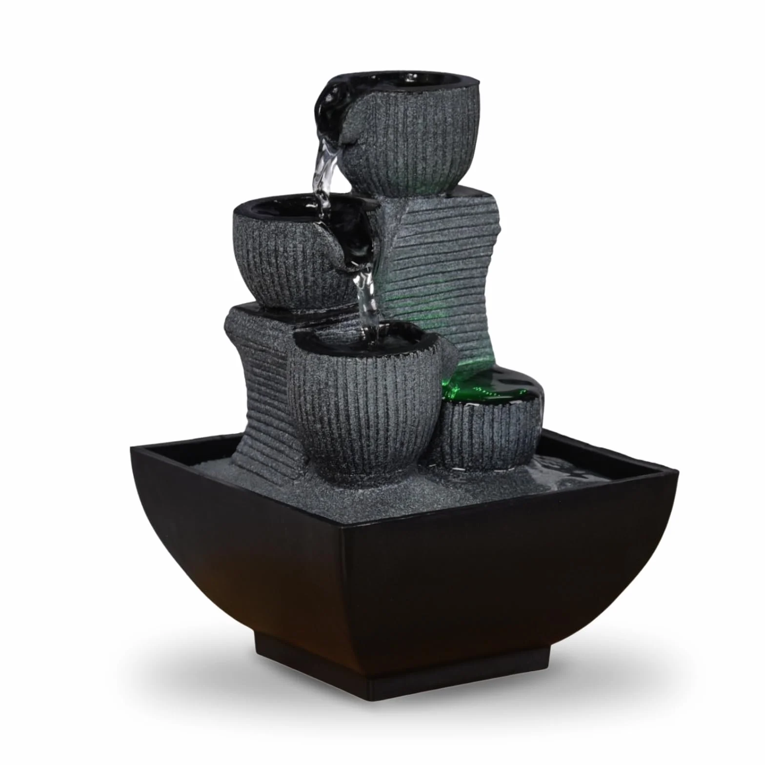 Zen Light - Kini, Fontana da Interno con Pompa e Illuminazione a LED, in Resina, Taglia Unica