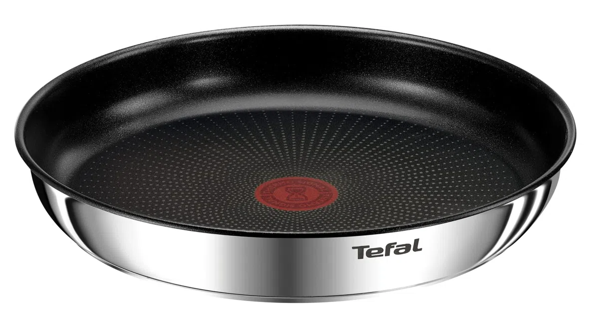 Tefal Emotion Ingenio - Set di 3 padelle ad induzione in acciaio inossidabile, misure 24/28 cm e un manico, colore argento