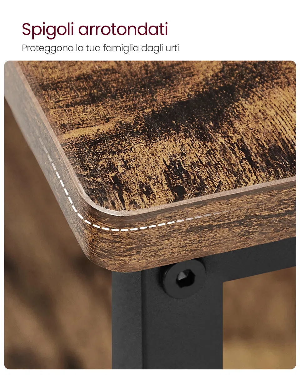 VASAGLE Isola da Cucina con Ampio Piano di Lavoro, Scaffale a 3 Livelli, Struttura in Acciaio, 60 x 120 x 90 cm, Stile Industriale, Facile da Montare, Marrone Vintage e Nero KKI01BX