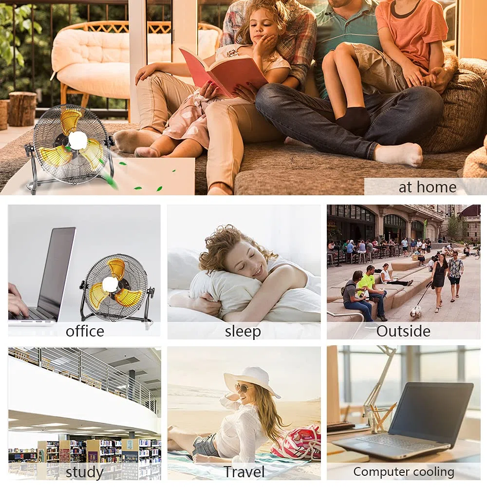 lcocove Il ventilatore a batteria può funzionare 5-24 ore, ventilatore ricaricabile per campeggio, patio, pesca, con uscita USB per telefono