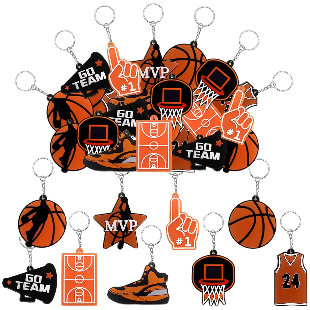 36 pezzi di basket portachiavi, portachiavi sportivi per i regali di borsa partito Sport Party Favors Kid School Sport Reward