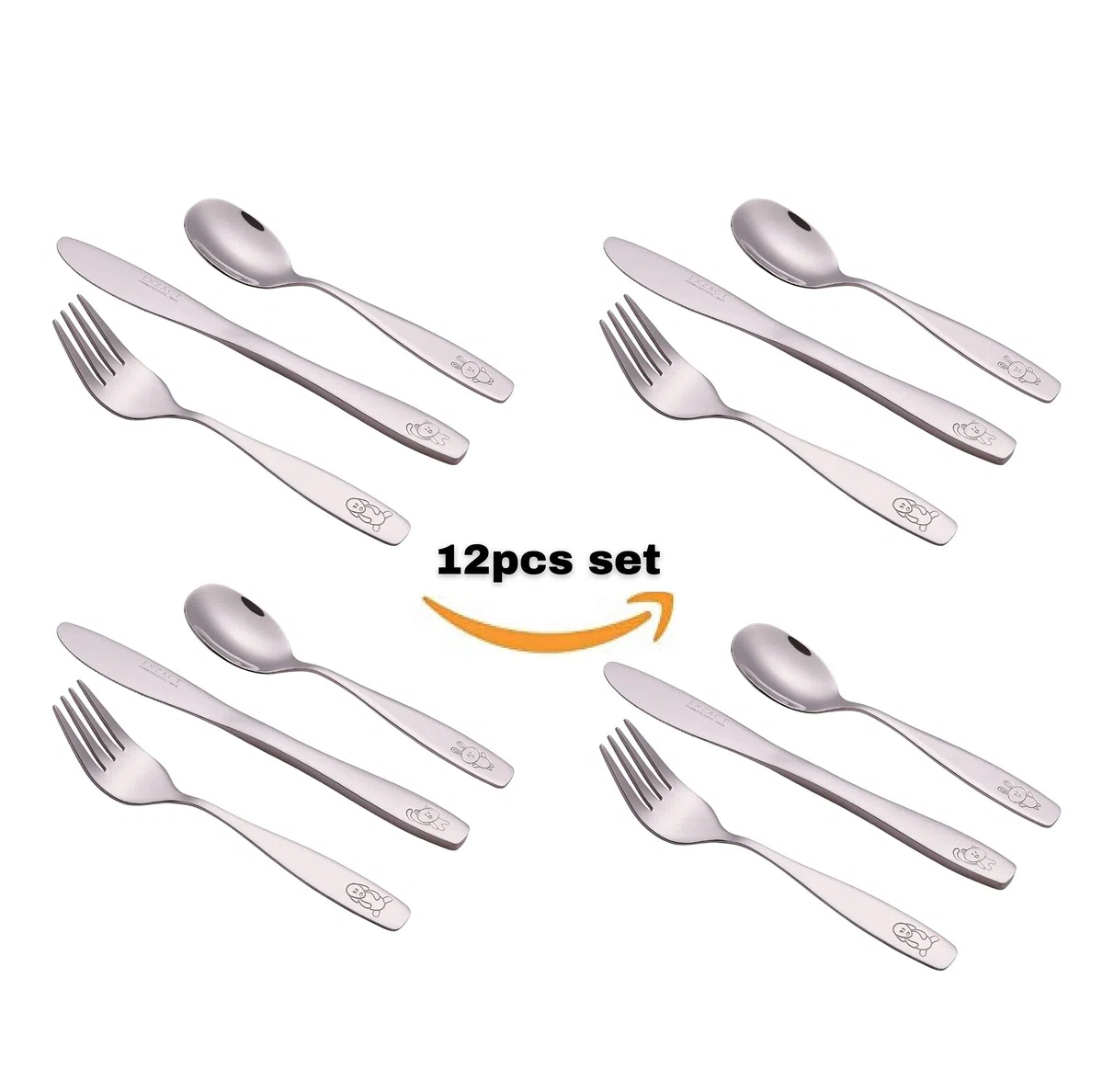 Exzact Posate per Bambini 12 Pezzi in Acciaio Inox - 4 x forchetta, 4 x coltelli, 4 x Cucchiai Cena