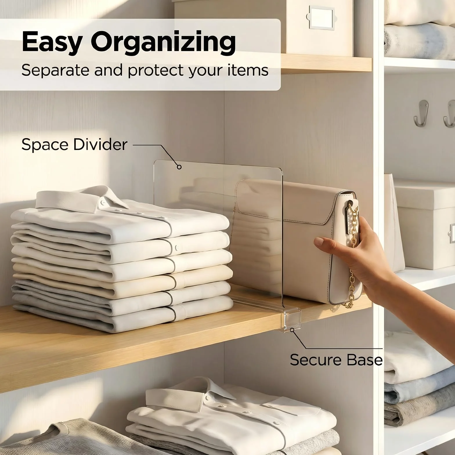 8 Separatori per mensole in Acrilico Trasparente: Organizer Multifunzionale – 30 x 20 cm – divisori per Armadio e Camera da Letto – librerie