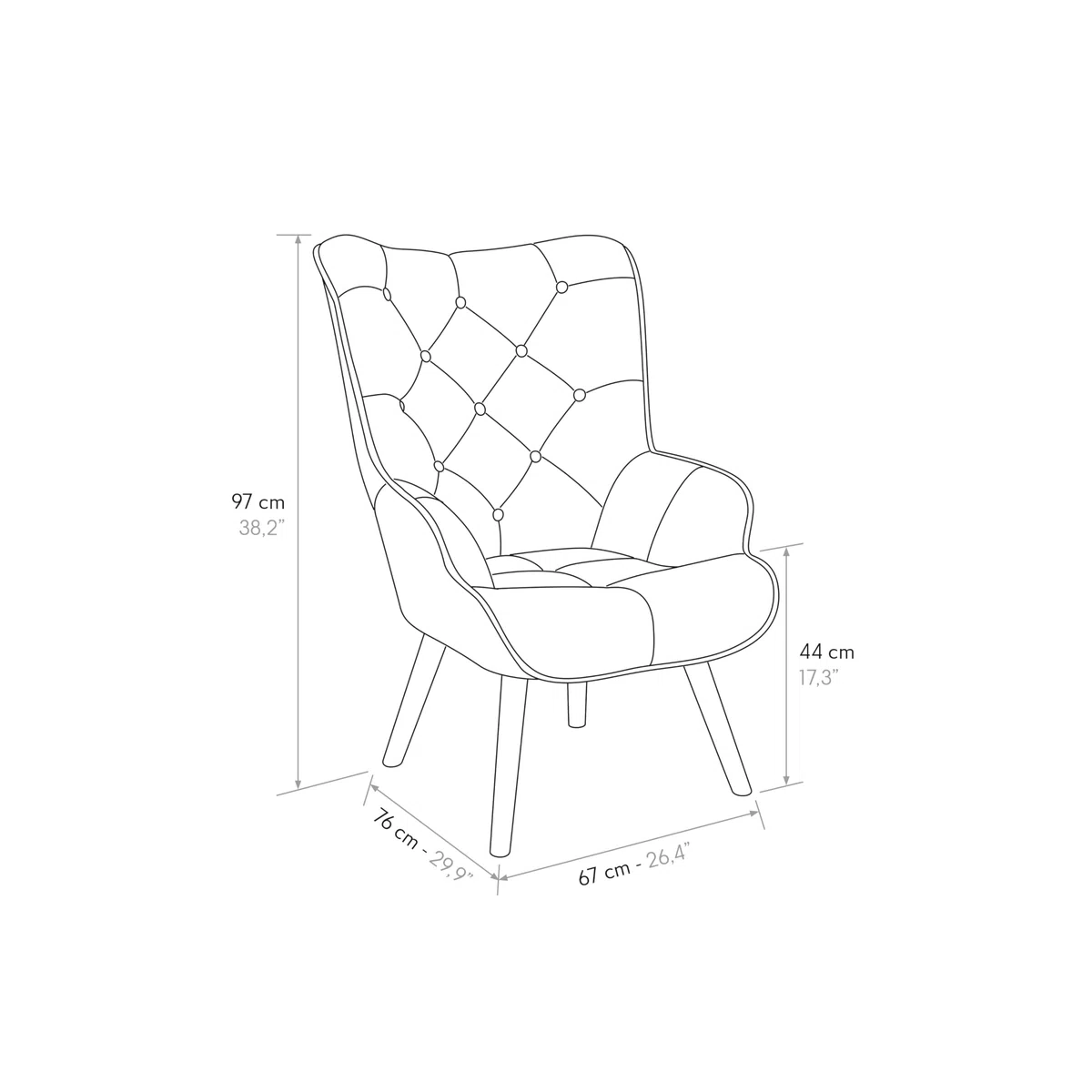 PAZZO DESIGN Poltrona Ludovica, Set Da 1, Multicolore, Poltrona Tessuto, Poltrona Relax, Poltrona Lettura, Poltrona Comoda, Gambe Legno, Con Poggiapiedi - id_2029