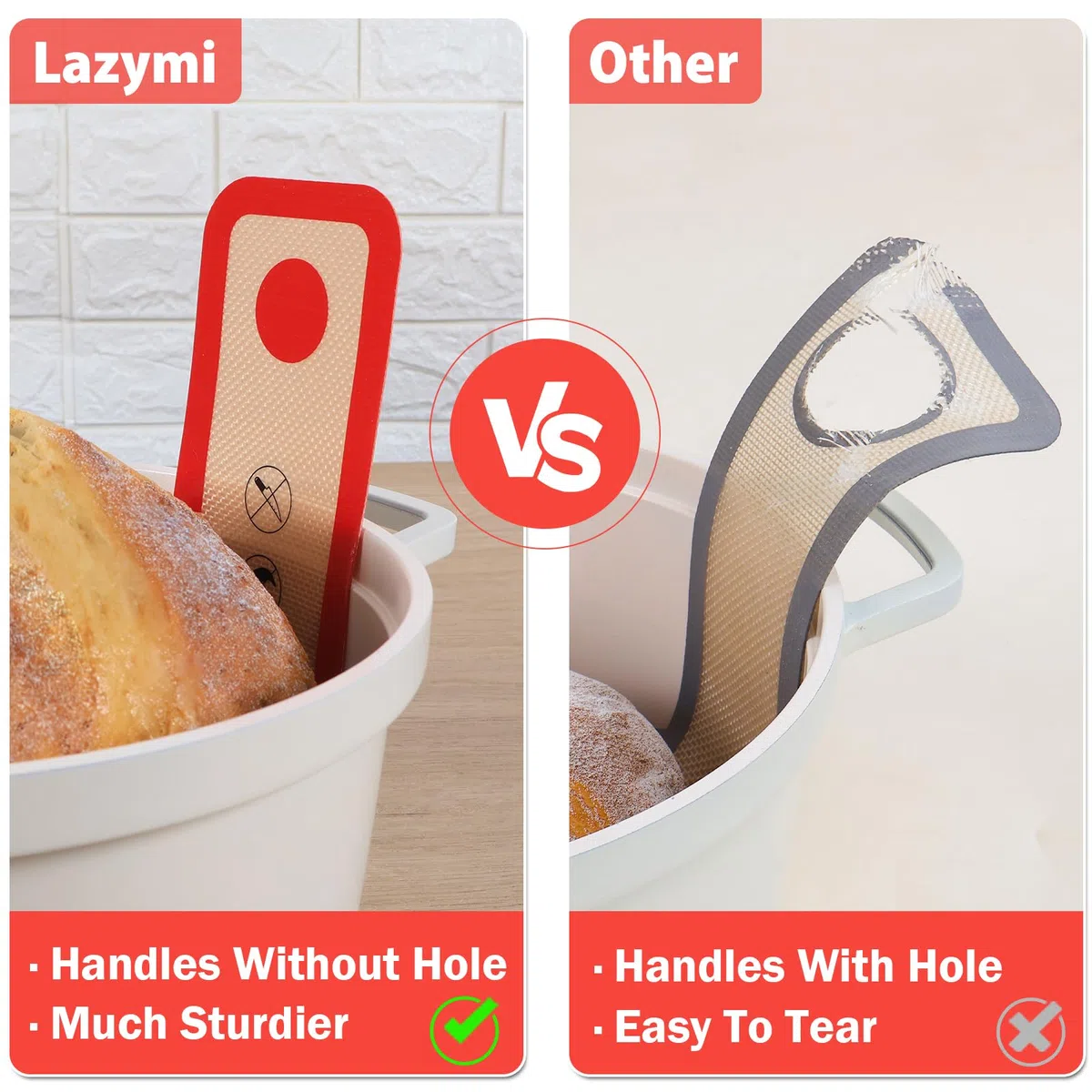 2 gomitoli in silicone per forno olandese, rosso